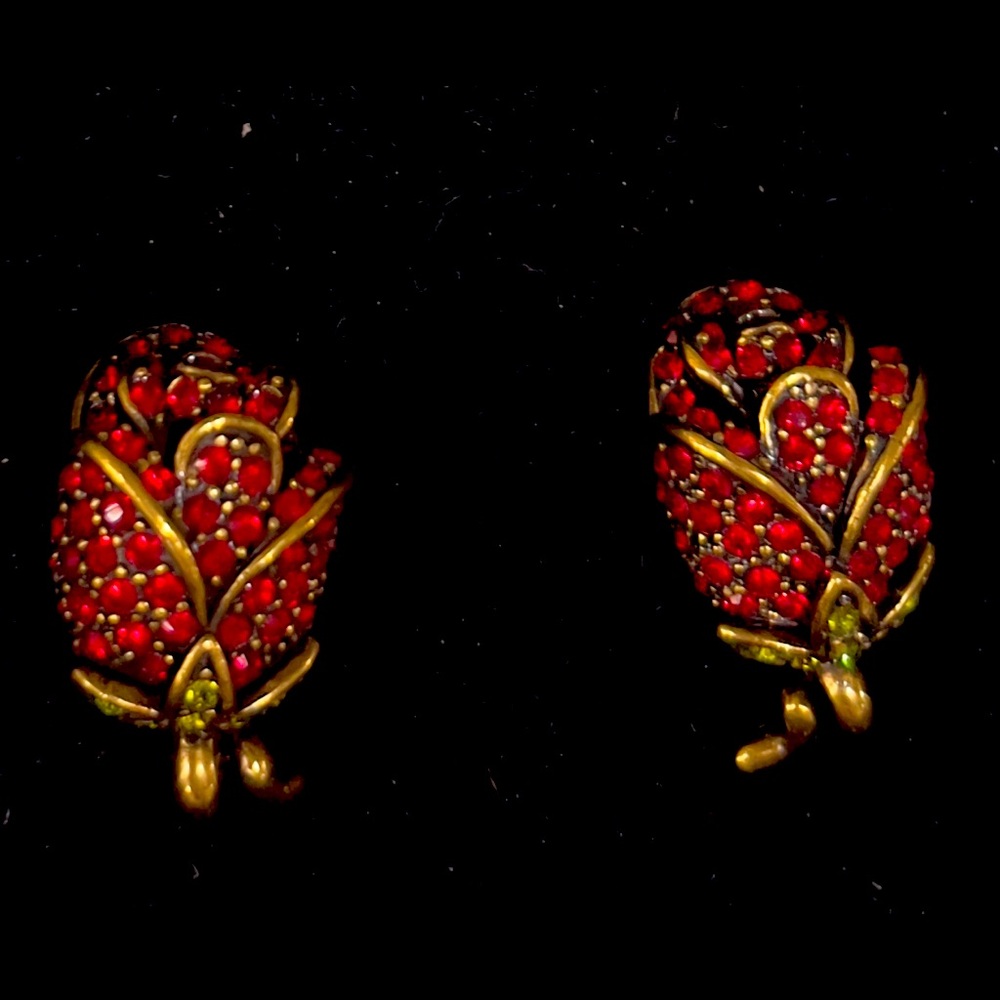 Heidi Daus Rose Red
 Flower Clip On Earrings